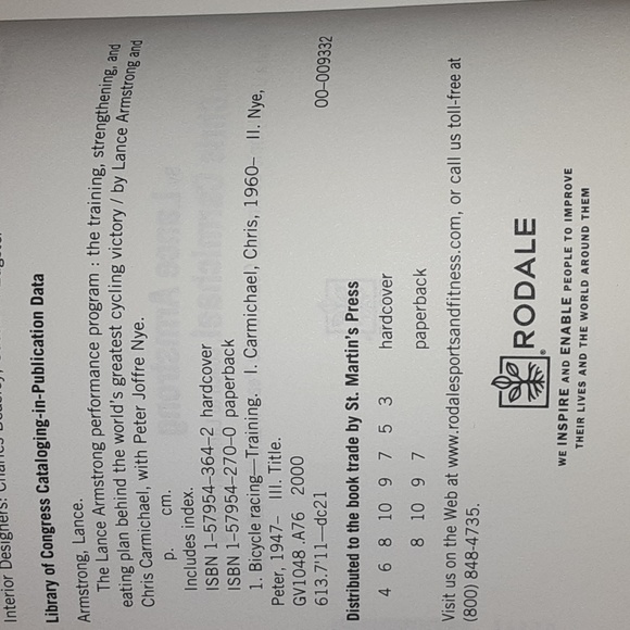 Lance Armstrong Performance Program Training, Strengthening, and Eating, Rodale - Picture 6 of 10